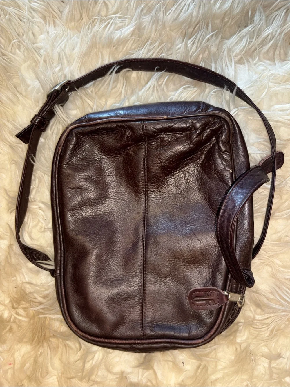 Classic Men's Dark Brown Leather Crossbody Bag